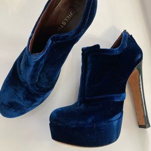 Jill Stuart blue velvet heel ankle boots size 39